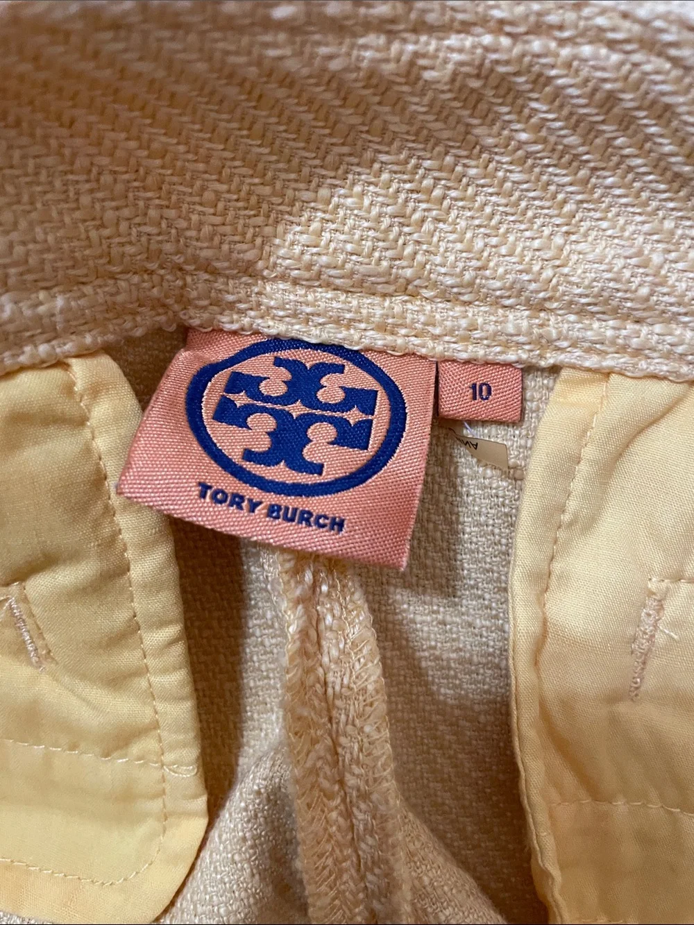 Tory Burch Textured Yellow  Pants Sz 10